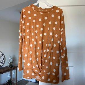 Mustard polka dot knotted top